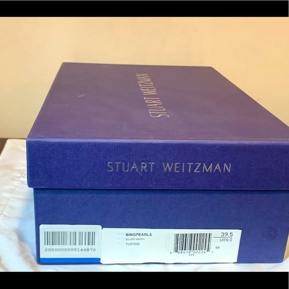 Stuart Weitzman Metallic Silver Bing Pearl Sandals - Picture 5 of 6